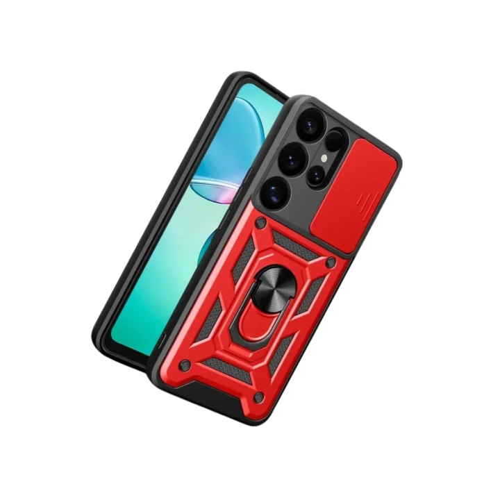 Mey İthalat®  Samsung Galaxy S26 Ultra Pars Lens Yüzüklü Silikon - Kırmızı