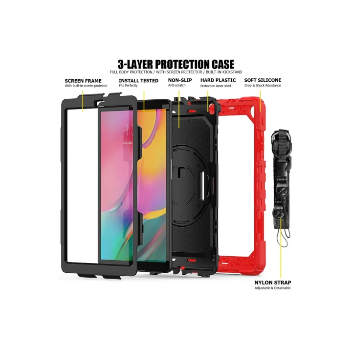 Mey İthalat®  Samsung Galaxy T510 Tab A 10.1 Kılıf Pars Tablet Kapak - Kırmızı