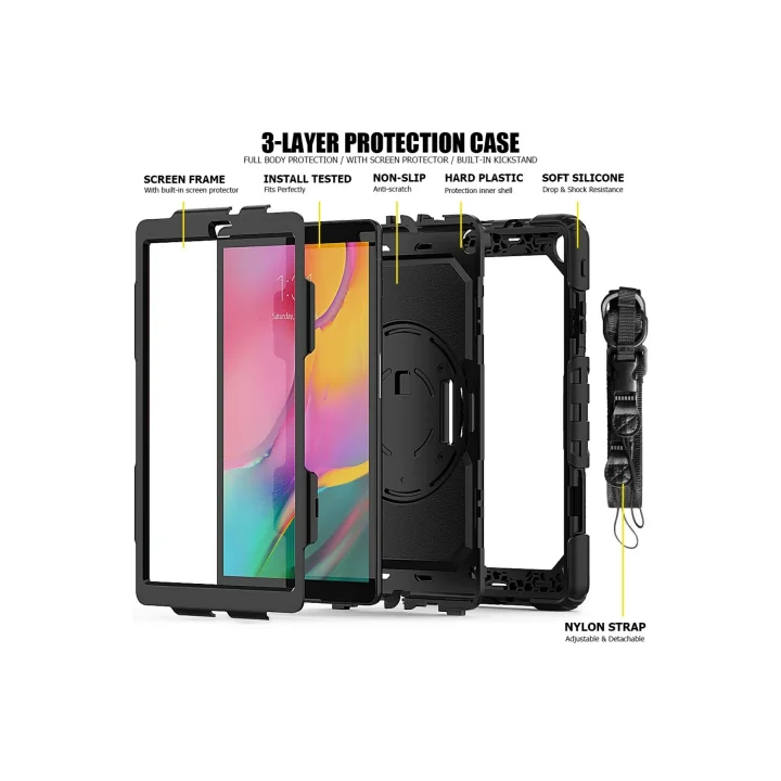 Mey İthalat®  Samsung Galaxy T510 Tab A 10.1 Kılıf Pars Tablet Kapak - Siyah