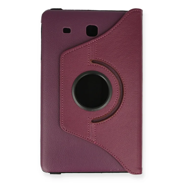 Mey İthalat®  Samsung Galaxy T560 Tab E 9.7 Kılıf 360 Tablet Deri Kılıf - Mürdüm