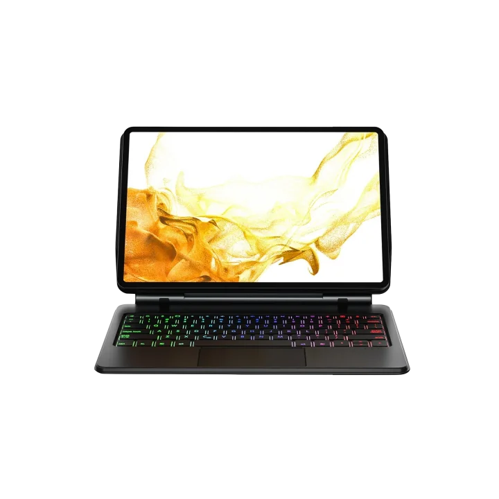 Mey İthalat®  Samsung Galaxy T737 Tab S7 FE 12.4 Kılıf Eternal Ledli Klavyeli Tablet Kılıfı - Siyah