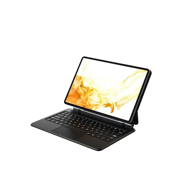 Mey İthalat®  Samsung Galaxy T737 Tab S7 FE 12.4 Kılıf Eternal Ledli Klavyeli Tablet Kılıfı - Siyah