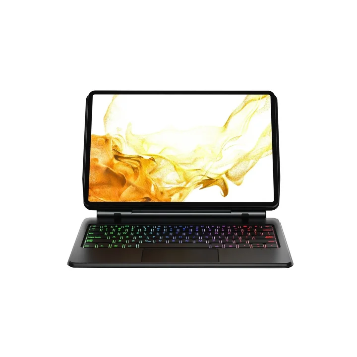 Mey İthalat®  Samsung Galaxy T870 Tab S7 11 Kılıf Eternal Ledli Klavyeli Tablet Kılıfı - Siyah