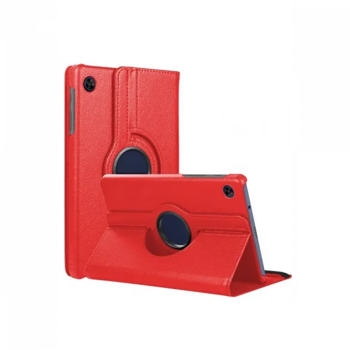 Mey İthalat®  Samsung Galaxy Tab A11 360 Tablet Deri Kılıf - Kırmızı