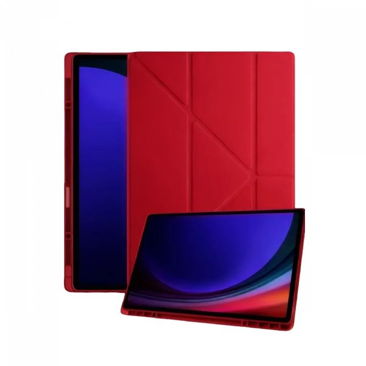 Mey İthalat®  Samsung Galaxy Tab A11 Plus Kalemlikli Mars Tablet Kılıfı - Kırmızı