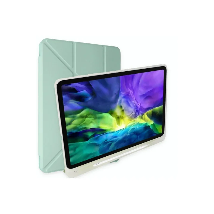 Mey İthalat®  Samsung Galaxy Tab A9 Plus Kılıf Kalemlikli Mars Tablet Kılıfı - Açık Yeşil