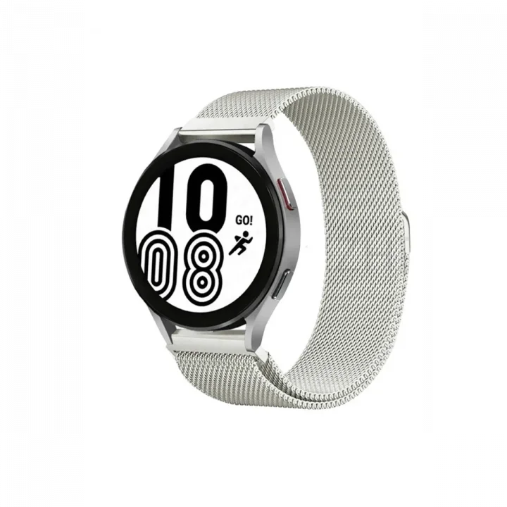 Mey İthalat®  Samsung Galaxy Watch 4 Metal Mıknatıslı Kordon - Gümüş
