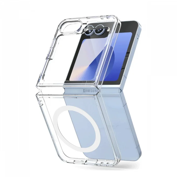 Mey İthalat®  Samsung Galaxy Z Flip 6 Kılıf Magneticsafe Şeffaf Silikon - Şeffaf