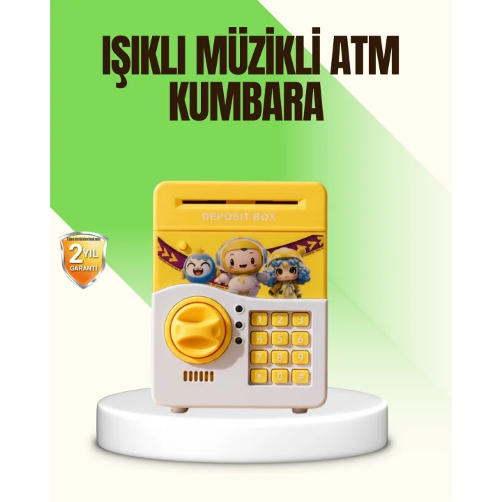 Mey İthalat® Sarı Elektronik Şifreli ATM Görünümlü Çocuk Kumbarası