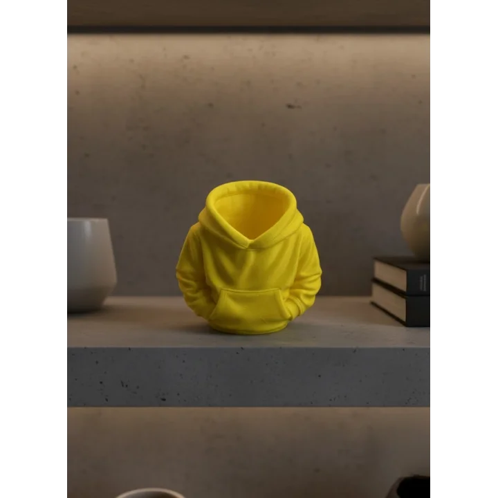 Mey İthalat® Sarı Hoodie Kalemlik 10x10 cm Masa Üstü Düzenleyici