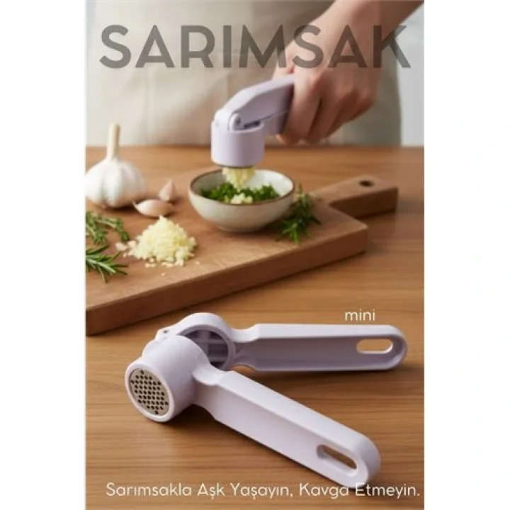 Mey İthalat® Sarımsak Ezici -  Profesyonel Şef Tipi Ergonomik Pres Kıyıcı  722518