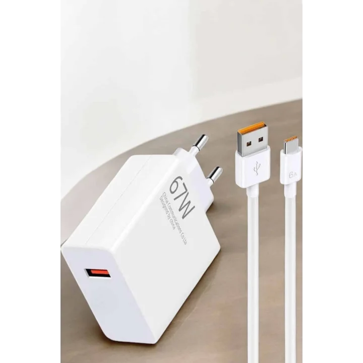 Mey İthalat® Şarj Aleti 67W Hızlı Şarj Turbo Type-C Uyumlu Şarj Adaptörü Kablosu