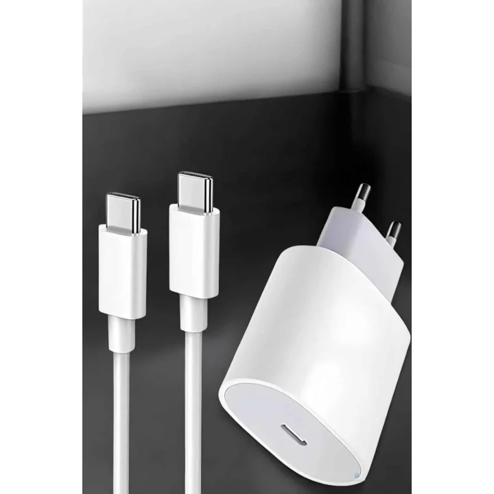 Mey İthalat® Şarj Aleti İOS 15/15 Pro Max Uyumlu Şarj Adaptörü ve Kablosu