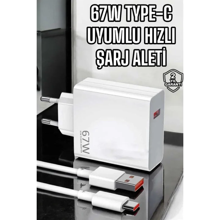 Mey İthalat® Şarj Aleti Turbo Hızlı 67W Type-C Hızlı Şarj