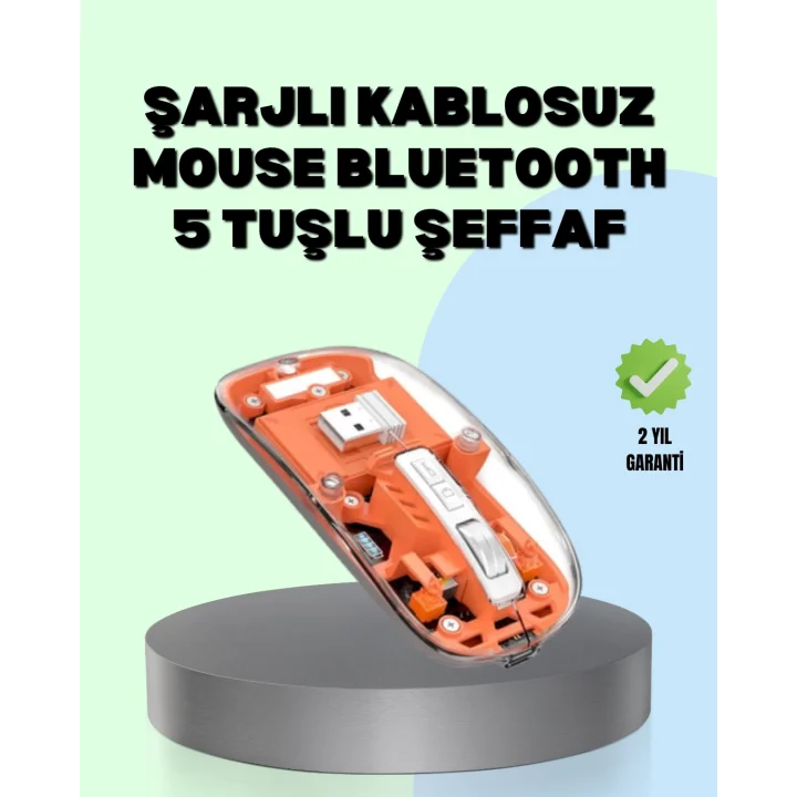 Mey İthalat® Şarjlı Ergonomik Fare – 1600 DPI, Sessiz Tıklama Özellikli