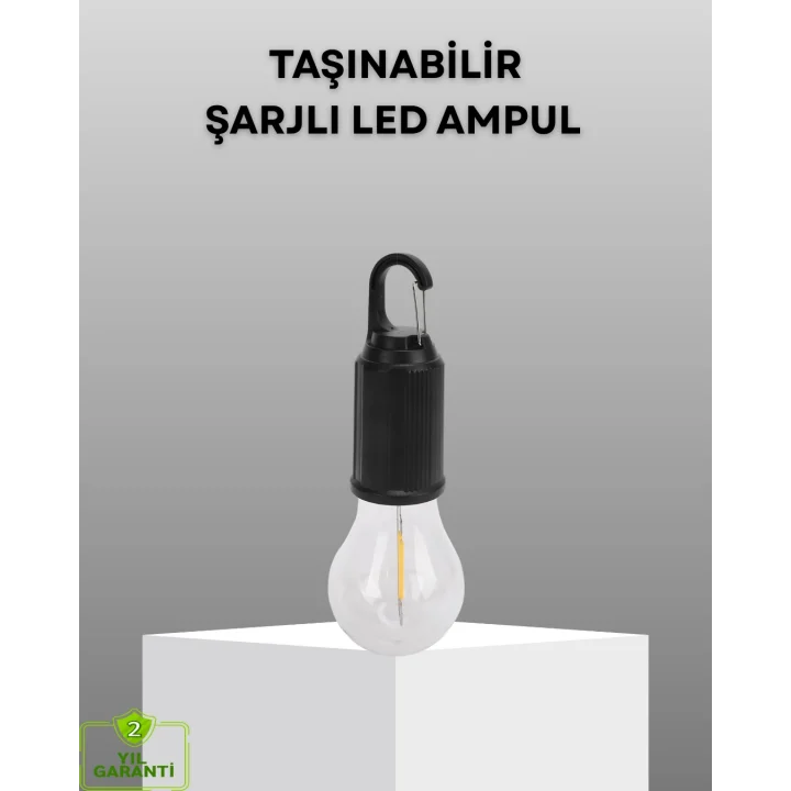 Mey İthalat® Şarjlı Kancalı LED Lamba – Kamp, Balkon ve Acil Durum Işığı
