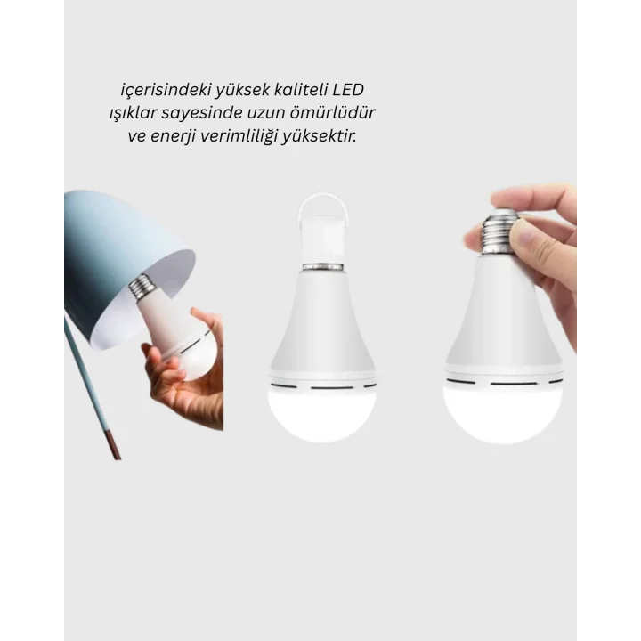 Mey İthalat® Şarjlı LED Ampul 30 Watt Soğuk Beyaz