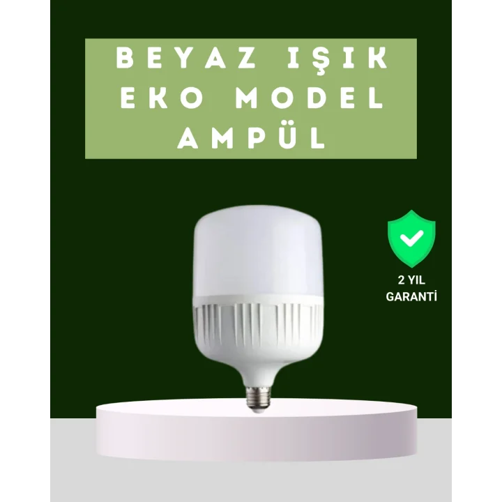 Mey İthalat® Şarjlı LED Torch Ampul 30 Watt Beyaz Işık Enerji Tasarruflu