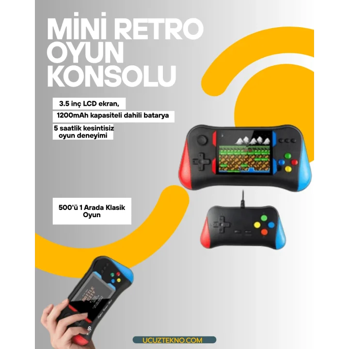 Mey İthalat® Şarjlı Taşınabilir Oyun Konsolu – X7M Retro Game Box