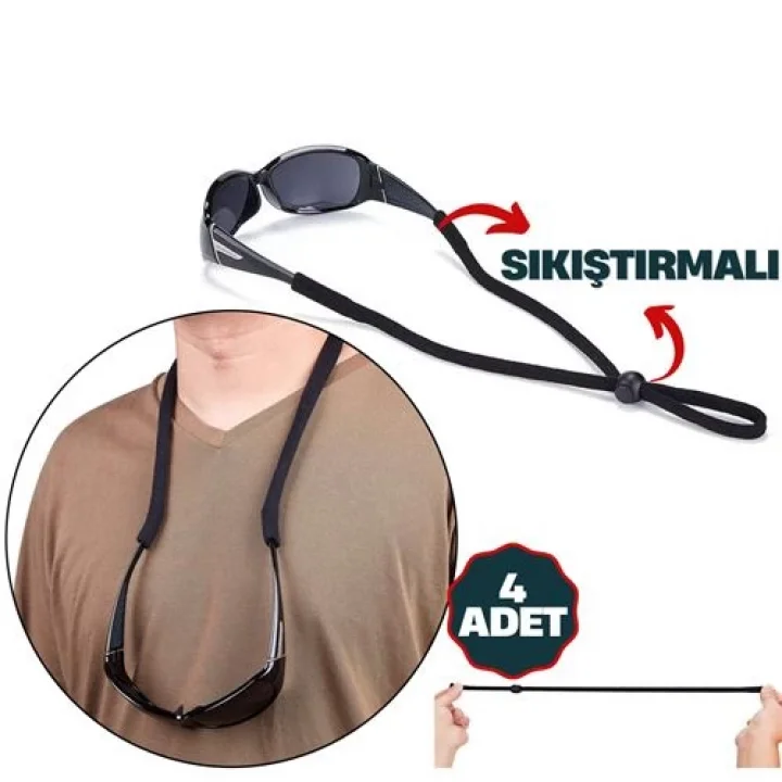 Mey İthalat® Savino 4 Adet Ayarlanabilir Sıkıştırmalı Gözlük İpi