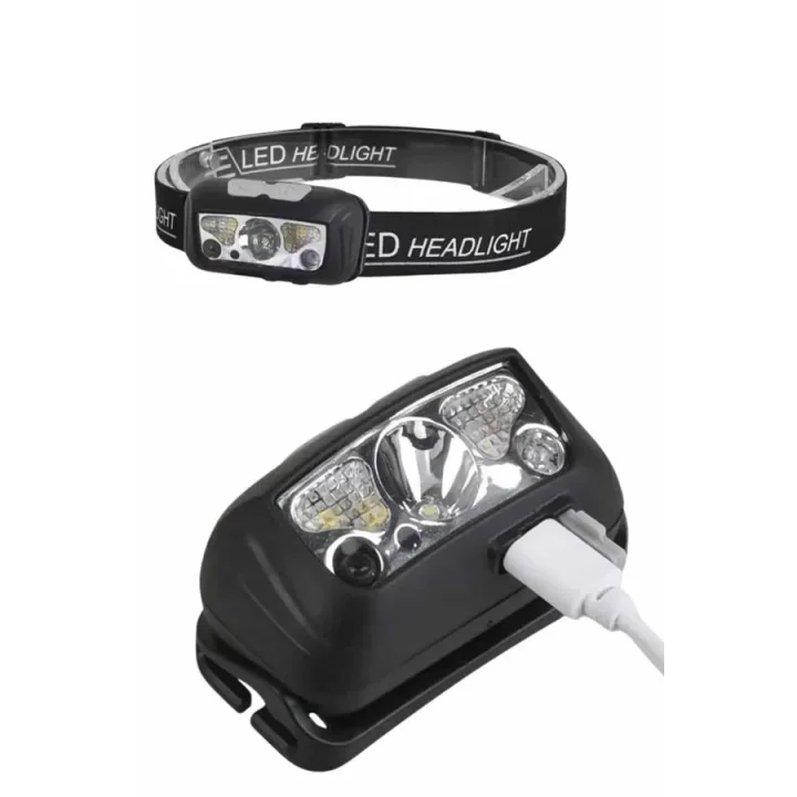 Mey İthalat® Sensörlü Şarjlı Type-c Şarj Işıklı Kafa Lambası Kamp Lambası