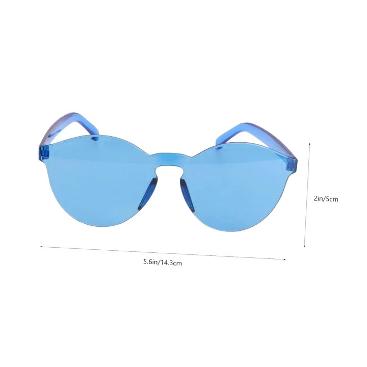 Mey İthalat® Sert Mika Oval Şekilli Çerçevesiz Mavi Gözlük Retro Parti 5x14 cm