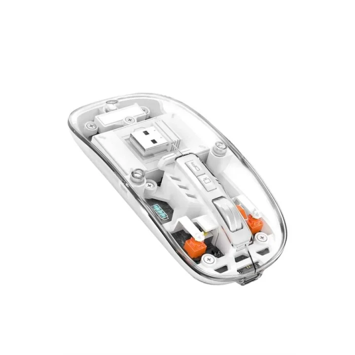 Mey İthalat® Sessiz Tıklama Çift Modlu Bluetooth Ve Alıcı Şeffaf Mouse Fare