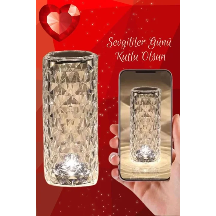 Mey İthalat® Sevgililer Gününe Özel Romantik Kristal Gece Lambası Sevgiliye Hediye