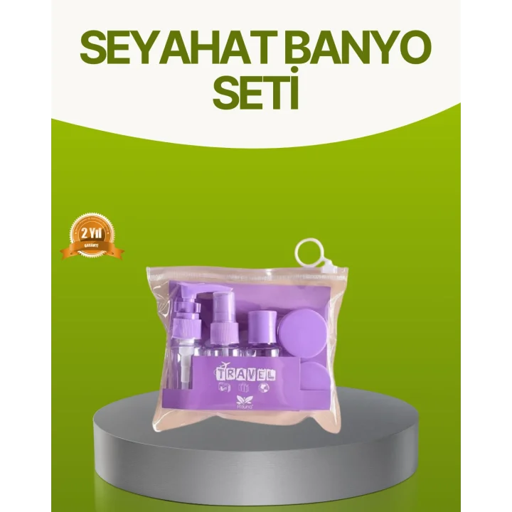 Mey İthalat® Seyahat Banyo Seti 5 Parça Şeffaf Taşıma Çantalı 30 ml