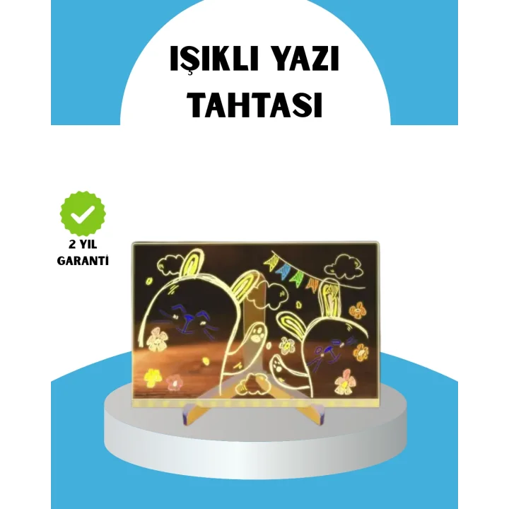 Mey İthalat® Silinebilir LED Mesaj Tahtası 7 Renkli Kalem Dahil