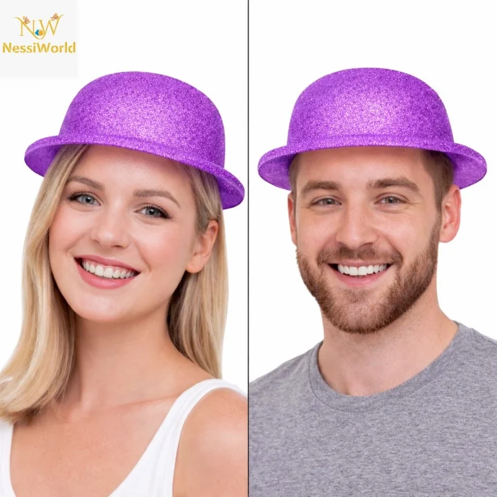 Mey İthalat® Simli Melon Şapka 9’lu Set - 9 Renk Parti ve Kostüm Şapkası