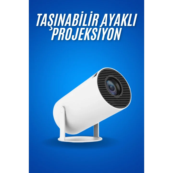 Mey İthalat® Sinema Projektörü Android HDMI USB WİFİ Ses Çıkışlı Ayaklı Projeksiyon Taşınabilir