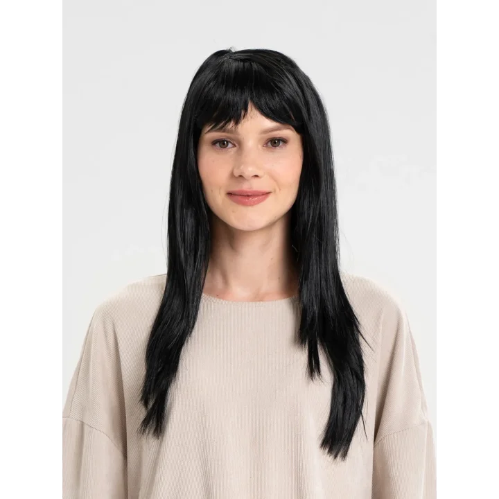 Mey İthalat® Siyah Renk Uzun Parti Peruğu