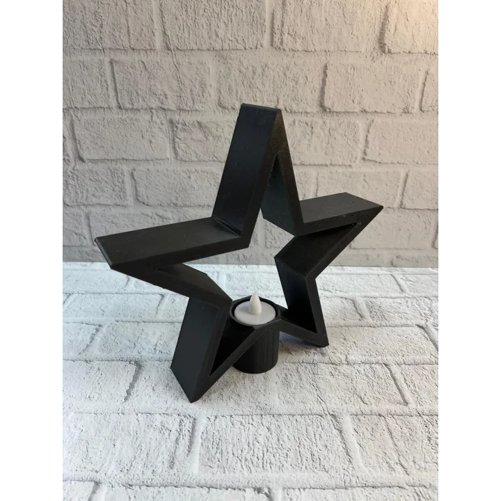 Mey İthalat® Siyah Yıldız Şeklinde Mumluk Loş Işık Dekor Aksesuarı