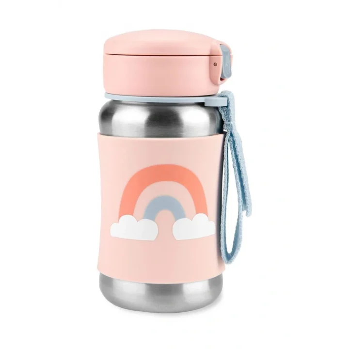 Mey İthalat®   Zoo Pipetli Paslanmaz Çelik Suluk 350 ml Gökkuşağı