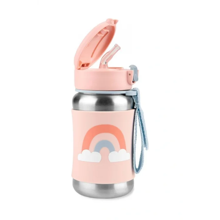Mey İthalat®   Zoo Pipetli Paslanmaz Çelik Suluk 350 ml Gökkuşağı