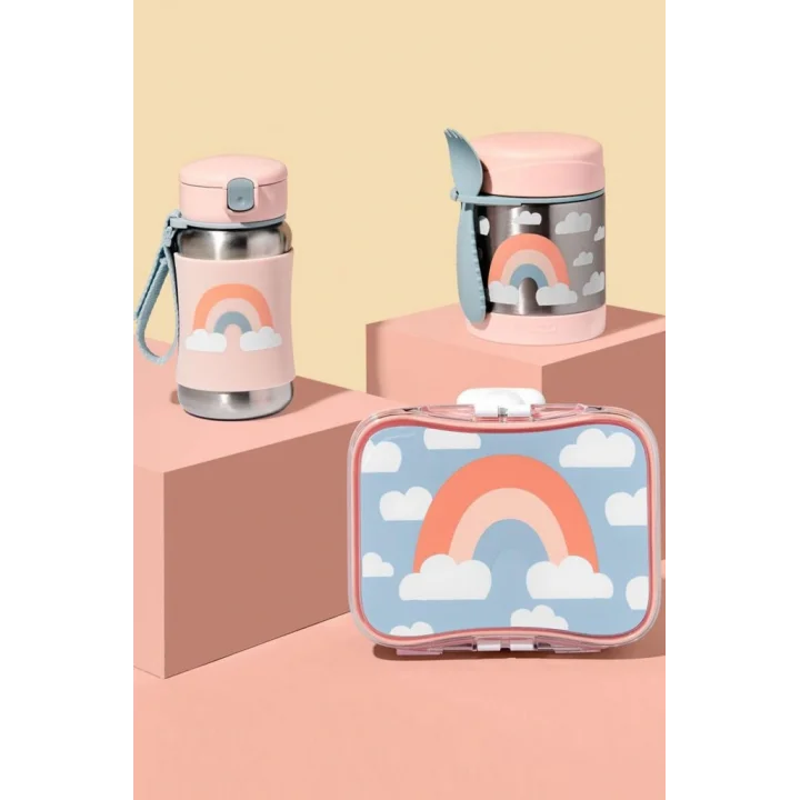 Mey İthalat®   Zoo Pipetli Paslanmaz Çelik Suluk 350 ml Gökkuşağı