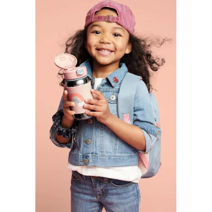 Mey İthalat®   Zoo Pipetli Paslanmaz Çelik Suluk 350 ml Gökkuşağı