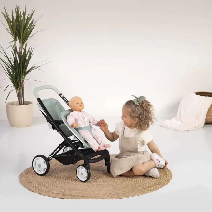 Mey İthalat® İkiz Oyuncak Bebek Arabası Yeşil