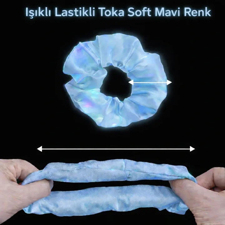 Mey İthalat® Soft Mavi Renk Led Işıklı Lastikli Saç Tokası - 3 Modlu Festival  Parti Saç Tokası