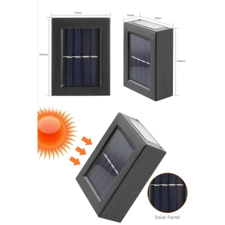 Mey İthalat® Solar Güneş Enerjili Çift Taraflı Duvar Lambası Çift Taraflı Duvar Lamba Güneş Enerjili