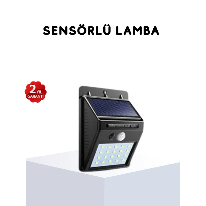 Mey İthalat® Solar Güneş Enerjili Hareket Sensörlü 4 Taraflı Bahçe Lambası – IP65 Su Geçirmez, 100 LED