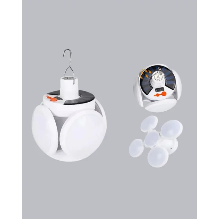 Mey İthalat® Solar Güneş Enerjili ve USB Şarjlı 5 Kanatlı LED Kamp Lambası