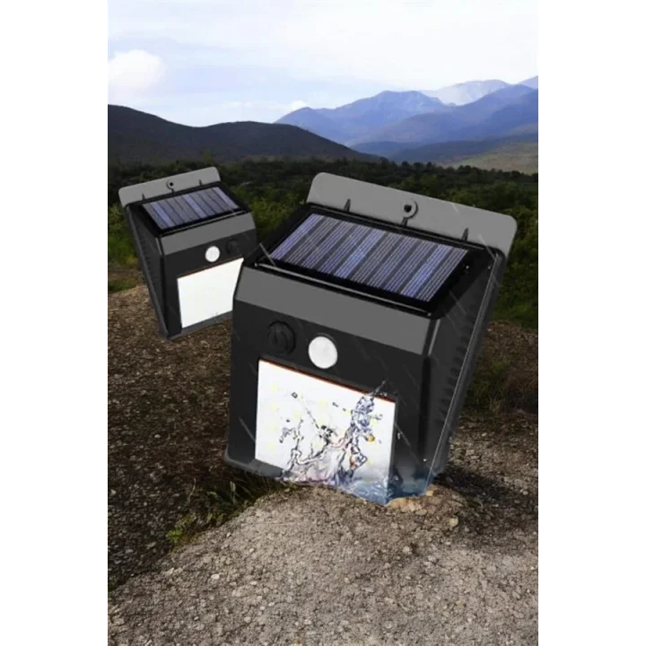 Mey İthalat® Solar Lamba Giriş, Bahçe Yol Avlu Hareket Sensörlü Led Parlak Gece Su Geçirmez