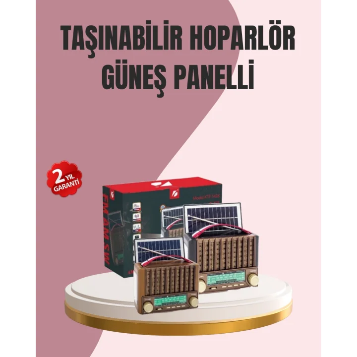 Mey İthalat® Solar Panel Şarjlı Taşınabilir Radyo Bluetooth Hoparlör Müzik Kutusu