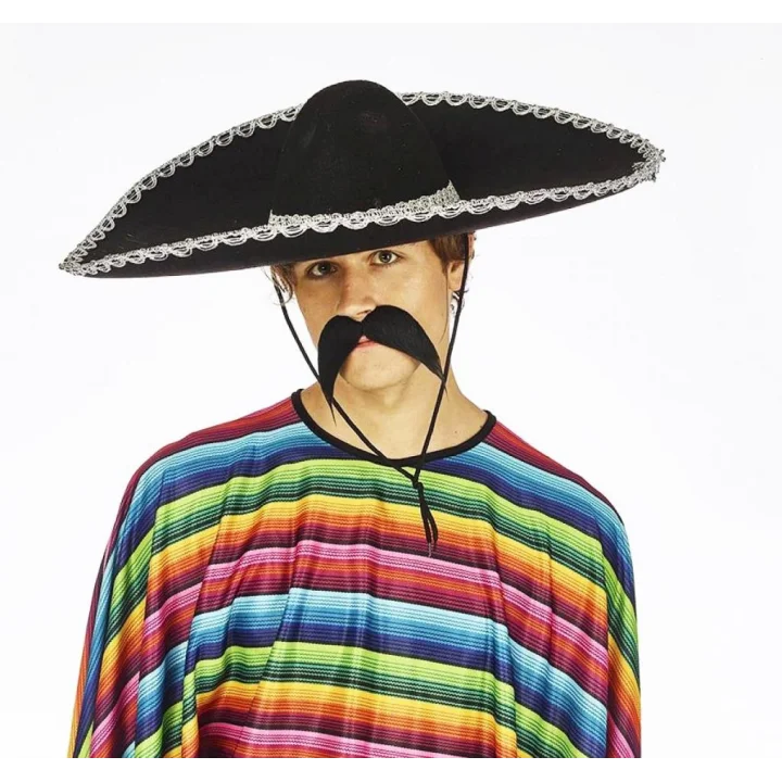 Mey İthalat®  Sombrero Meksika Şapkası Mariachi Gümüş Şeritli Yetişkin Boy