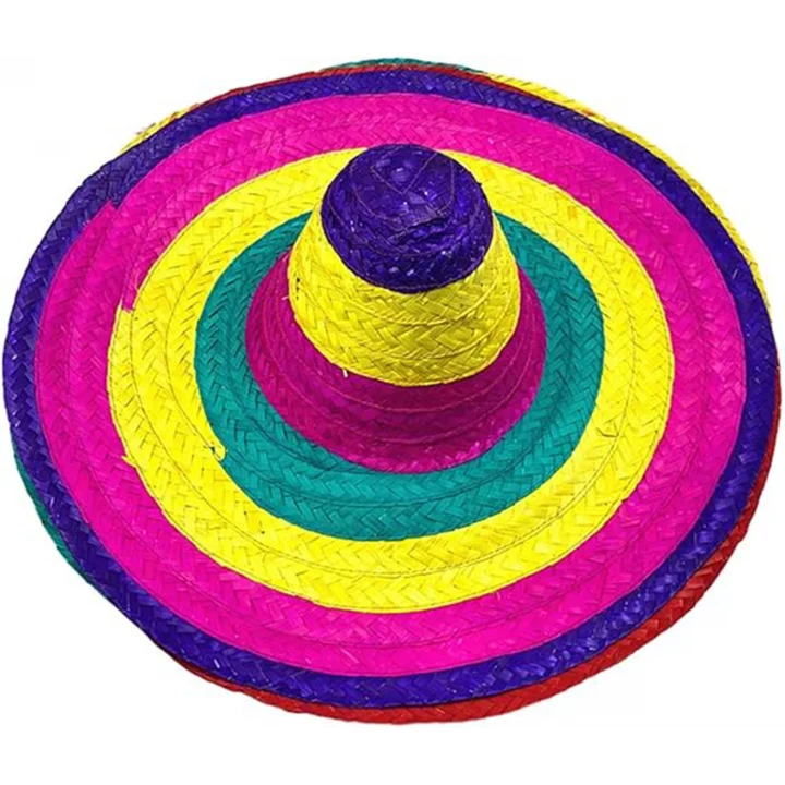 Mey İthalat® Sombrero Meksika Şapkası Renkli Örme Hasır Yetişkin Boy