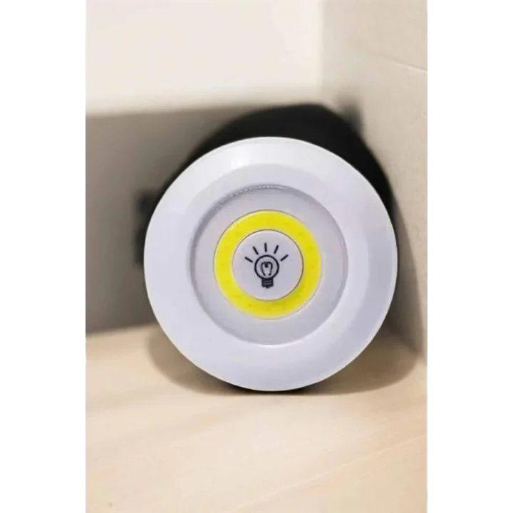 Mey İthalat® Spot Lamba Led Işık 3lü Uzaktan Kumandalı Pilli Yapışkanlı Kablosuz