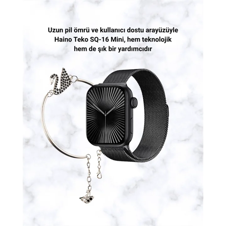 Mey İthalat® SQ-16 Mini Series 10 Akıllı Saat | Şık ve Hafif Tasarım, 3 Kordon Seçeneği