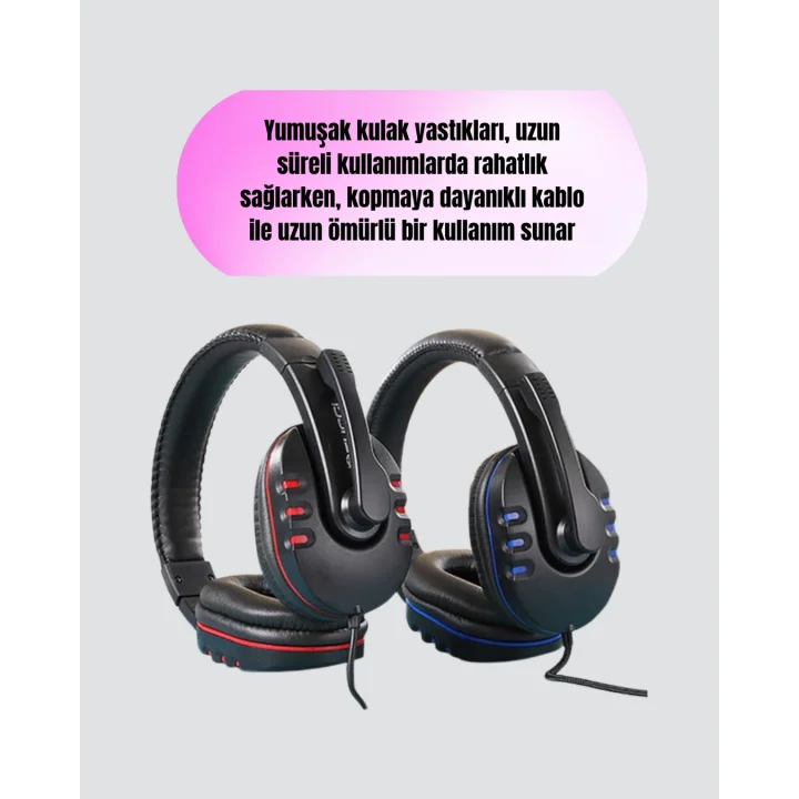 Mey İthalat® Stereo Mikrofonlu Kablolu Oyun Kulaklığı – Konforlu ve Net Ses İletimi